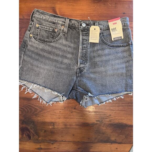 Levi's Premium 501° ORIGINAL FIT HIGH RISE WOMEN'S SHORTS Faded Black Sz 31 NWT - Picture 7 of 16